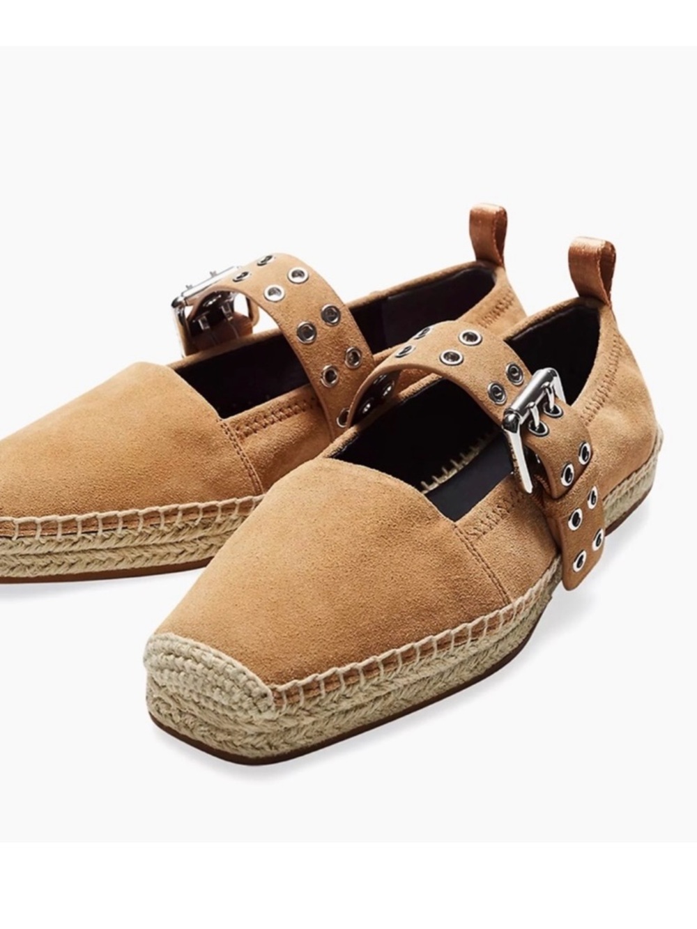 NIB rag & bone Anteros Tan Suede Espadrille Mary Janes with Buckle Size 8.5 or 9